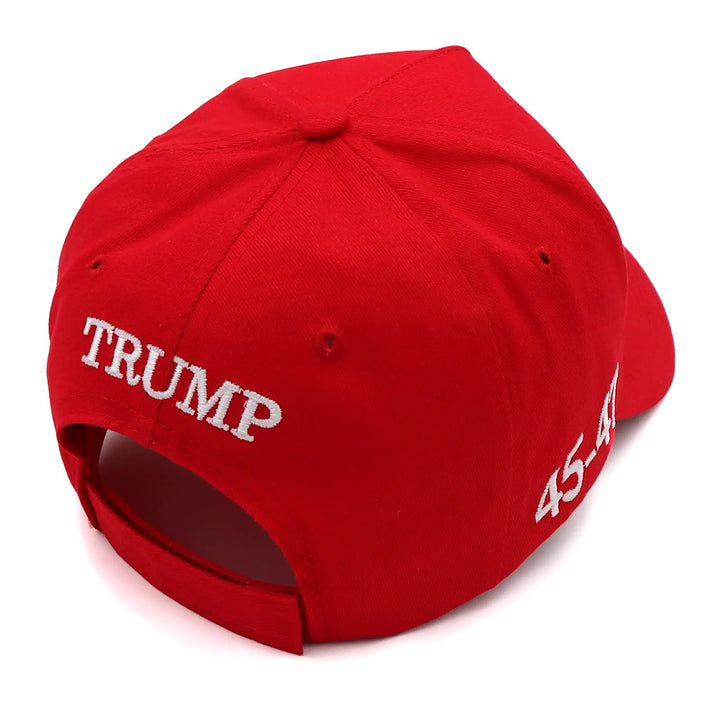 Trump 2024 Hat 45-47 MAGA Hat Make America Great Again Donald Trump Slogan with USA Flag Embroidery Adjustable Baseball Cap Maga-1pcs Red One Size-Medium