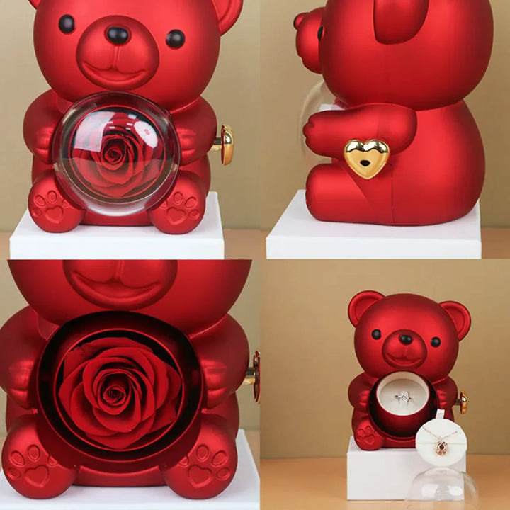 Rotating Bear Rose Jewelry Gift Box