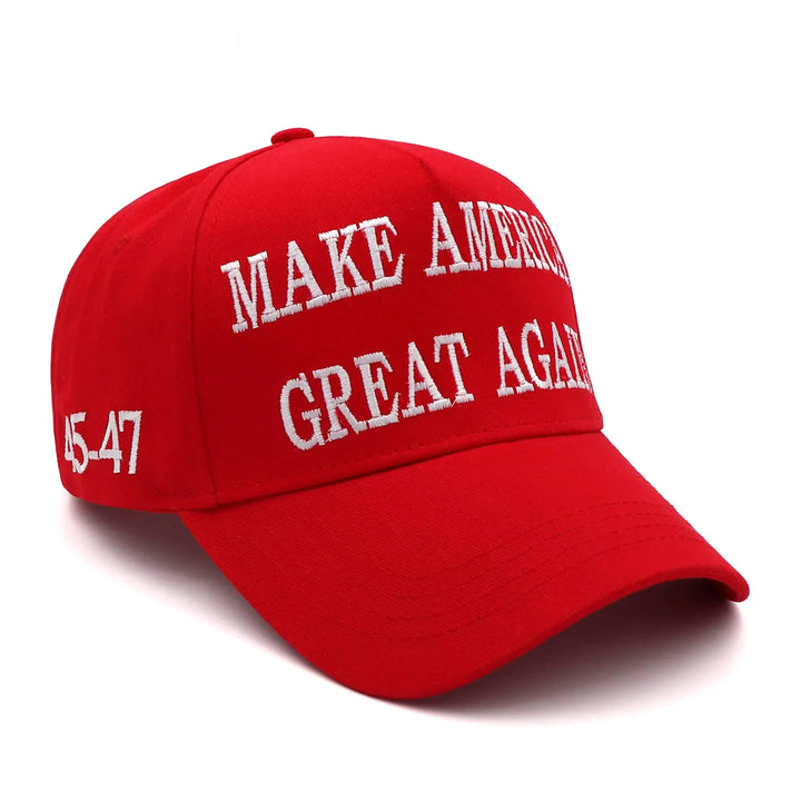 Trump 2024 Hat 45-47 MAGA Hat Make America Great Again Donald Trump Slogan with USA Flag Embroidery Adjustable Baseball Cap Maga-1pcs Red One Size-Medium